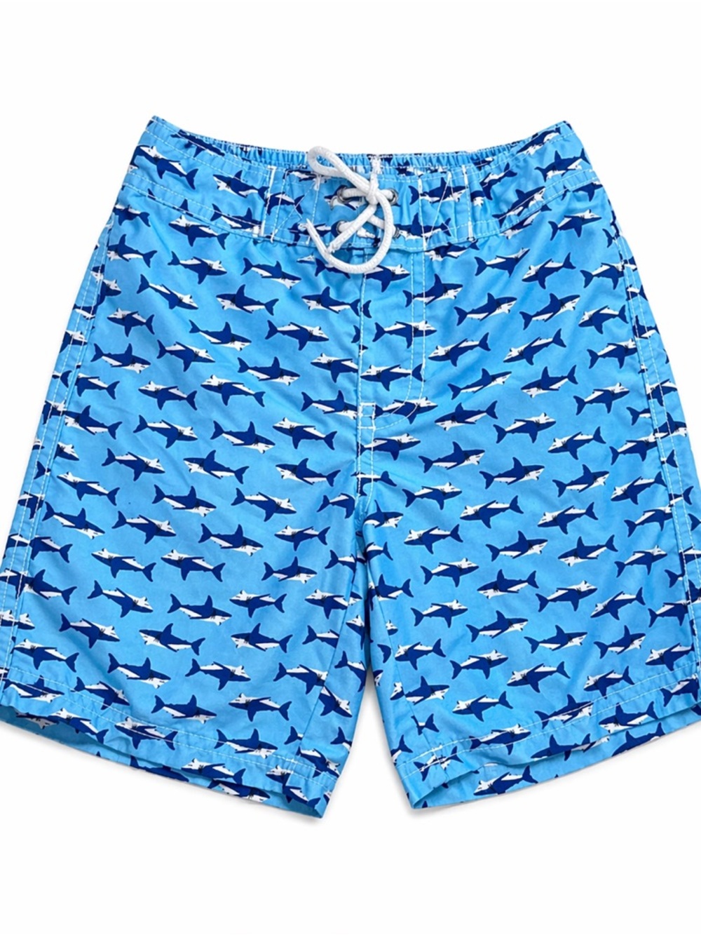 Janie and Jack Shark Print Swim Trunks Boys Size 4 Blue Swim Shorts Beach Summer